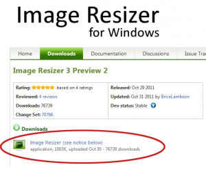 Télécharger Image Resizer sur leur site web