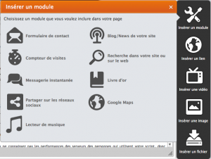 Modules à insérer dans une page