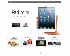 Page d'accueil d'Apple pour la présentation de l'iPad Mini