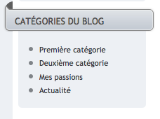 Affichez la liste des catégories du blog.