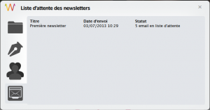 La liste d'attente vous donne une indication sur vos newsletters en cours d'envoi et le nombre d'abonnés qu'il reste à contacter.